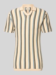 Slim Fit Poloshirt mit V-Ausschnitt Modell 'AMOS' von Blend Beige - 16