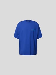 Oversized T-Shirt mit Label-Print von VETEMENTS Blau - 5