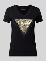 T-Shirt mit Label-Print von Guess Schwarz - 33