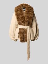 Strickjacke mit Webpelzkragen von ROTATE Beige - 1
