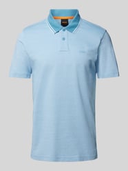 Slim Fit Poloshirt mit Label-Print von BOSS Orange Blau - 38