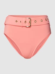 Figi bikini z detalem z logo model ‘Solids High Waist’ od MICHAEL Michael Kors Różowy - 10