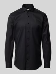 Slim Fit Businesshemd aus Twill von Eterna Schwarz - 22