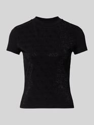 T-shirt o kroju slim fit z obszyciem z kamieni stras na całej powierzchni od GUESS - 20