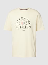 T-Shirt mit Label-Print Modell 'WILL' von Jack & Jones Premium Gelb - 40