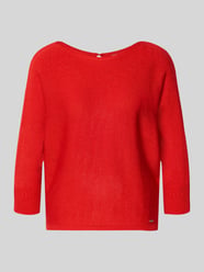 Sweter z dzianiny z dekoltem w łódkę i detalem z logo od MORE & MORE - 20