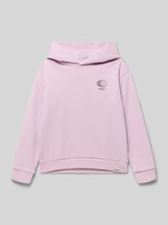 bluza z kapturem o kroju regular fit z nadrukiem z logo od Garcia Fuksjowy - 12