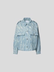 Oversized Jeansjacke mit Strukturmuster von Lala Berlin Blau - 19