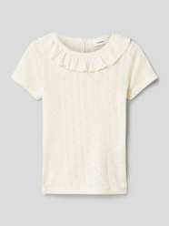 T-Shirt in Strick-Optik mit Allover-Lochmuster von Lil Atelier Weiß - 19