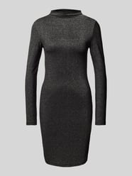 Slim Fit Bodycon-Kleid mit Effektgarn und kurzem Stehkragen Modell 'MONICA' von Pieces Schwarz - 43