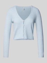 Cropped Strickjacke mit Perlenknöpfen Modell 'RICA' von Only Blau - 35