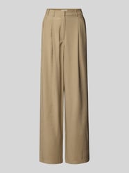 Wide leg stoffen broek met bandplooien, model 'Draco' van LeGer by Lena Gercke Beige - 3