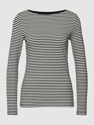 Longsleeve mit Streifenmuster und U-Boot-Ausschnitt von Montego Schwarz - 33