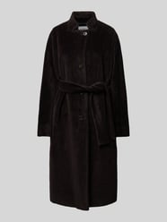 Lange jas van een mix van alpaca en scheerwol met strikceintuur van Marella Bruin - 15