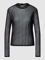 Semi-transparant shirt met lange mouwen en opstaande kraag, model 'VIVOLETTIS' van Vila - 4