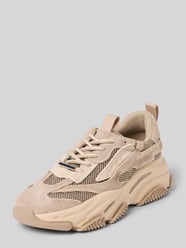 Sneakers van leermix met logoprint, model 'Possession' van Steve Madden Beige - 26
