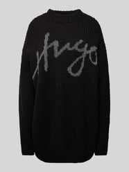 Oversized Strickpullover mit Label-Print Modell 'Sloguessy' von HUGO Schwarz - 17