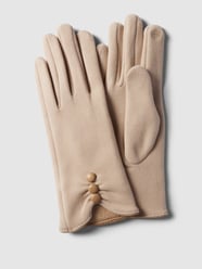 Handschuhe in unifarbenem Design mit Zierknöpfen von EEM Beige - 17