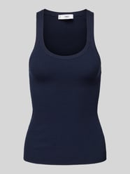 Slim Fit Tanktop in Ripp-Optik Modell 'RIRI' von Mango Blau - 9