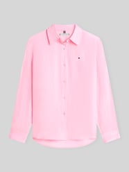 Bluzka z długim rękawem z czystego lnu o kroju relaxed fit od Tommy Hilfiger Fuksjowy - 43