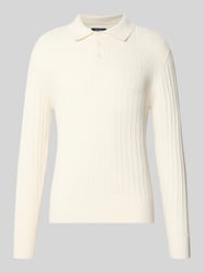 Sweter z dzianiny z kołnierzykiem polo i krótką listwą guzikową od MCNEAL - 13