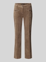 Broek in leerlook, model 'FARAH PATACHED POCKET' van Cambio Beige - 39