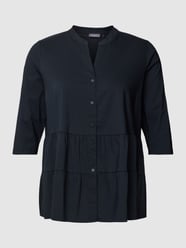 Bluzka PLUS SIZE z efektem stopniowania od Samoon Niebieski - 44