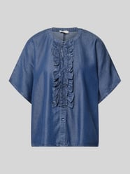 relaxed fit blouse in denimlook met ruches van Milano Italy - 22