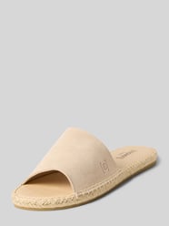 Sandaaltjes met labeldetail model 'PLAGE VELOUR' van Espadrij Beige - 15