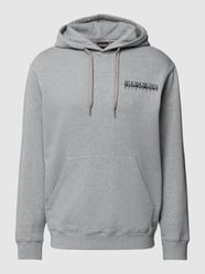 Hoodie met logoprint, model 'QUITO' van Napapijri Grijs / zwart - 10