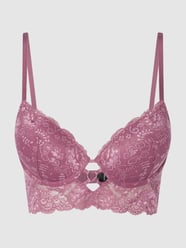Biustonosz push up z koronki model ‘Francesca’ od LASCANA Fioletowy - 40