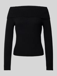 Slim Fit Strickpullover mit Off-Shoulder-Ärmel Modell 'KATIA' von Only Schwarz - 11