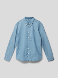 Jeansoverhemd met labelstitching van Tommy Hilfiger Teens Blauw - 34