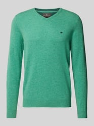 Gebreide pullover met V-hals van Fynch-Hatton Groen - 34