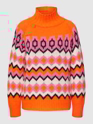 Sweter z dzianiny z prążkowaną stójką od Jake*s Casual Pomarańczowy - 27