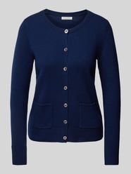 Strickjacke mit aufgesetzten Eingrifftaschen von Christian Berg Woman Blau - 10