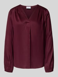 Regular fit blouse van viscose met V-hals van comma Bordeaux - 19