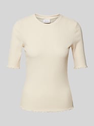 T-Shirt in Ripp-Optik Modell 'ABENSI' von Vila Beige - 14