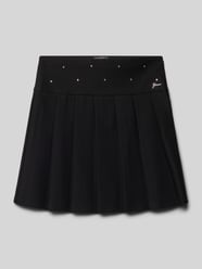 Spódnica plisowana z obszyciem ozdobnymi kamieniami i aplikacją z logo od Guess - 19