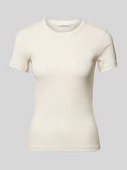 T-Shirt in Ripp-Optik Modell 'Samuna' von OPUS Beige - 22