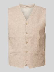 Slim Fit Anzugweste mit Paspeltaschen Modell 'RIVIERA' von Jack & Jones Premium Beige - 38