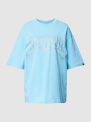 T-Shirt aus Baumwolle mit Label-Details aus Ziersteinbesatz von REVIEW Blau - 33