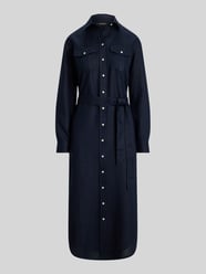 Wąska sukienka koszulowa midi z czystego lnu od Lauren Ralph Lauren - 2