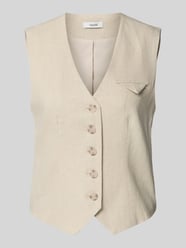 Leinenweste mit V-Ausschnitt Modell 'Flavio' von mbyM Beige - 3