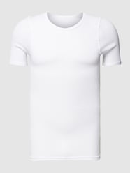T-shirt z efektem prążkowania od Götzburg Wäsche Biały - 45