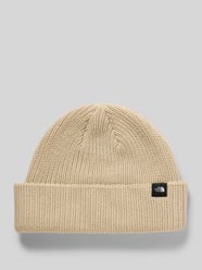 Gebreide muts met brede omslag en labeldetail van The North Face Beige - 16