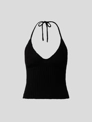 Neckholder-Top mit Strickmuster von Maison Flaneur Grau / Schwarz - 40