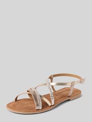 Ledersandalette mit schmalen Riemen von Tamaris Gold - 9