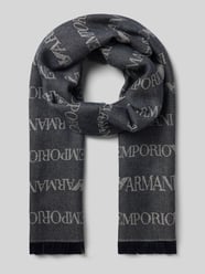 Schal mit Logo-Muster und Fransen von Emporio Armani - 28