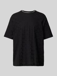 T-Shirt mit geripptem Rundhalsausschnitt Modell 'Jaquard' von ARMANI EXCHANGE Schwarz - 36